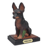 Cachorro Estátua Enfeite Resina Pet Cão Raça Pinscher