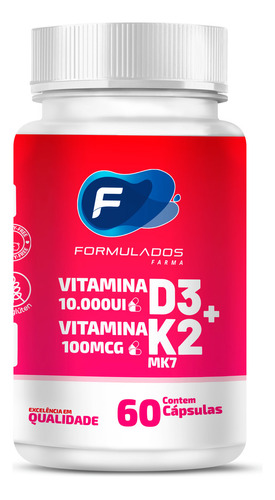 Vitamina K2 100mcg + Vitamina D3 10.000 Ui 60 Cáps Sabor Cápsula