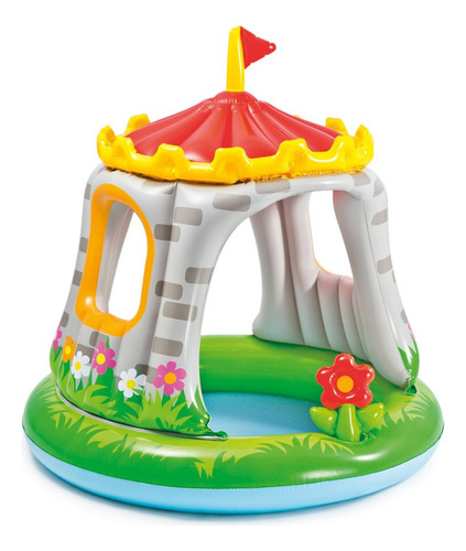 Pileta Inflable Infantil Castillo C/ Techo Protector 68 Ltrs