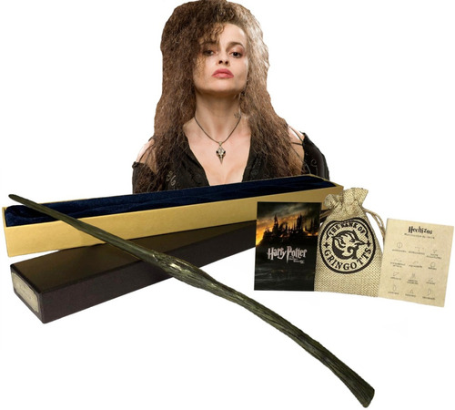 Varita De Bellatrix Lestrange Curva Caja + Saco Harry Potter
