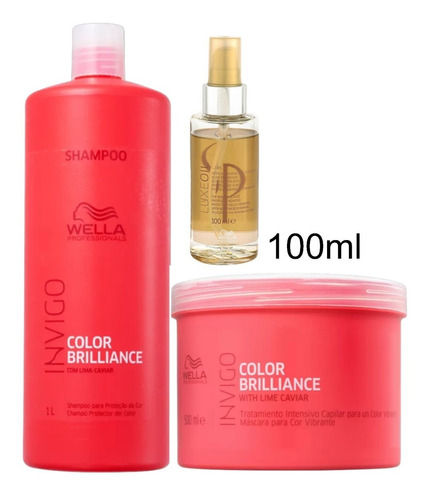 Wella Brilliance Invigo Kit Litro+sp Luxe Oil 100ml(3 Itens)