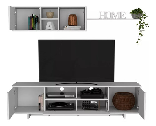 Combo Abni, Incluye Mesa Para Tv, Mueble Superior, Blanco