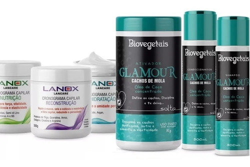 Cronograma Capilar Lanox + Ativador, Shampoo E Condicionador Glamour Cachos De Mola