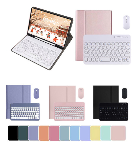 Teclado Redondo + Capa+mouse Com Para iPad Pro 11 1/2/3/4