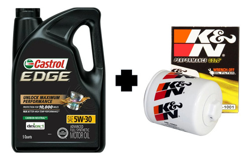 Aceite Sintetico Castrol Edge 5w30 4.73 Lts + Filtro K&n Ps