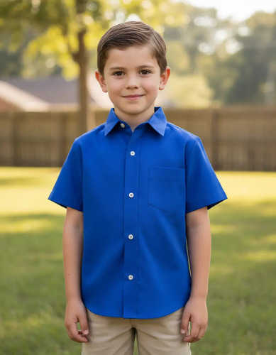 Camisa Para Niño Color Azul Manga Corta 3685 1 A 18 Años