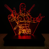 Lampara Led 3d Rgb Holograma Con Control Deadpool Marvel