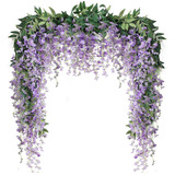 Guirnalda De Flores Artificiales Wisteria Lila 3 Pzs 2.2 Mts