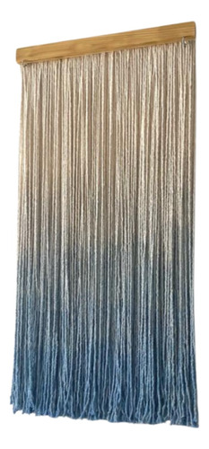 Tapiz Macrame 50x100cm Crudo Celeste Degrade Teñido