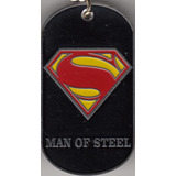 Superman Dije Metalico Grabado Man Steel Con Cadena 60 Cms