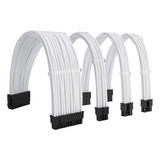 Kit 4 Cabos Sleeved Branco Extensor Fonte Atx Eps Pci-e