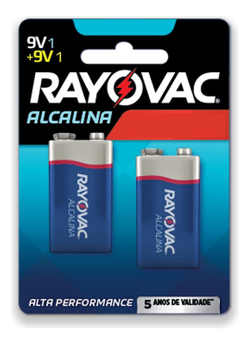 Bateria Rayovac Alcalina 9v Blister Com 2