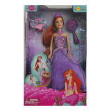 Muñeca De Princesa A Sirena Vestido Y Cola Sirena Accesorios