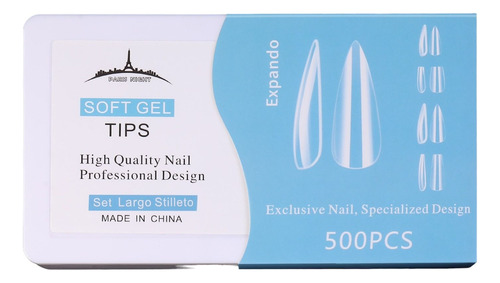 Tips Paris Night Xl Caja X 500 / Soft Gel - Press On Nails