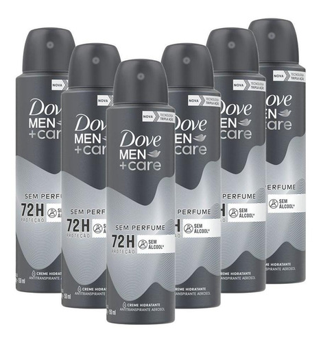 Kit 6 Desodorantes Dove Men+care Aerossol Sem Perfume 150ml