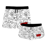 Kit Casal Short Praia Mickey Mouse Fine Line Animado Ref0224