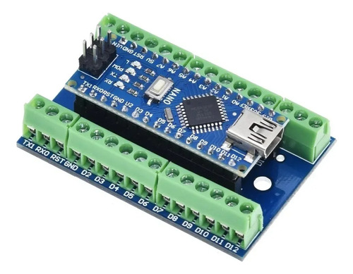 Placa Arduino Nano V3 Compativel Com Suporte Borne Expansão