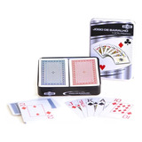Juego De Mesa Baraja Cartas Poker Naipes Caja Metálica Lujo 