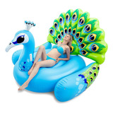 Inflatable Peacock Pool Float - Giant Green Peacock Ride On 