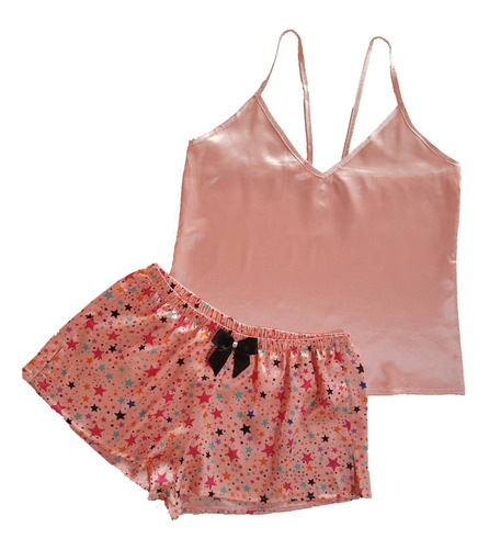 Conjunto Pijama Short Satín Estrellas