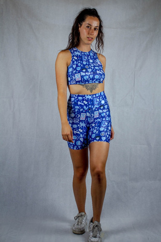 Crop Top Halter Psicodelia Blue