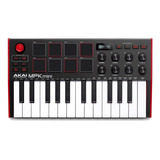 Akai Controlador Usb Midi Portátil De 25 Teclas Negro/rojo