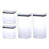 4 Potes Para Mantimentosherméticos Retangular 1300ml 2600ml