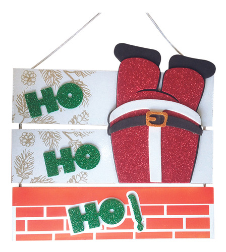 Placa Decorativa Natal Papai Noel Brilhante Ho Ho Ho