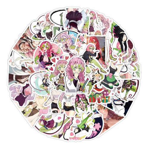 Mitsuri Kanroji 50 Calcomanias Stickers De Pvc Vs Agua Anime