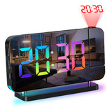 Reloj Despertador Proyección Led 7  Rgb Espejo Usb Snooze 12