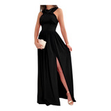 Vestido Negro Largo  Fiesta Casual Elegante Mujer