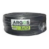 Cable Uso Rudo 3x12 Argos 100mts Negro 100% Cobre