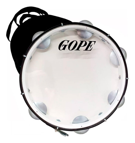 Pandeiro Gope 12 Pol. Branco Pele Cristal Com Capa Simples