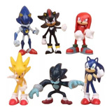 Pack 6 Bonecos Miniatura Metal Sonic Shadow Knuckles Coleção