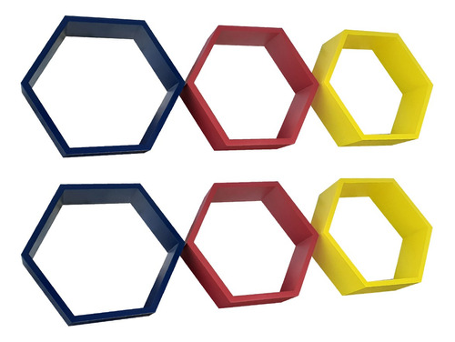 Kit 6 Nichos Hexagonal Coloridos 