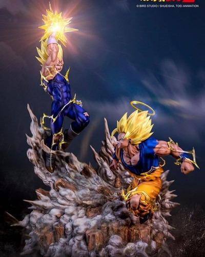 Action Figure Dragon Ball Z Stl Goku Vs Vegeta Pedra