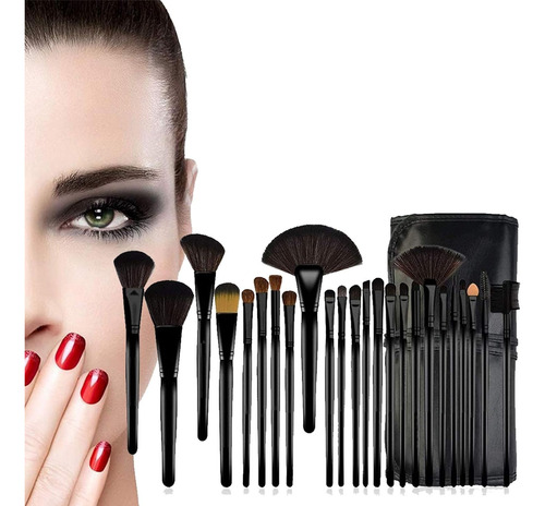 Set 24 Brochas Profesionales Maquillaje Con Estuche Calidad