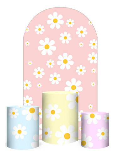 Kit Painel Romano 1,50x2,20 + Trio Cilindro Tecido Margarida