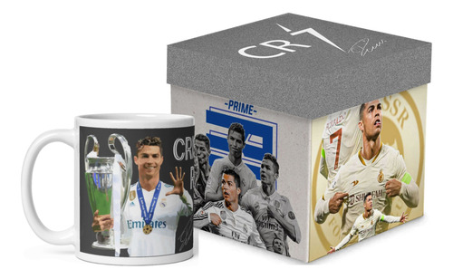 Taza Mágica Cristiano Ronaldo Con Caja De Regalo Fútbol