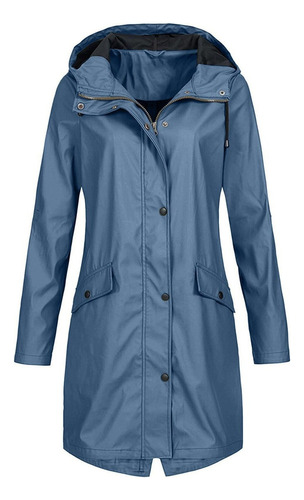 Women's Solid Color Outdoor Rain Coat With Hood 2024