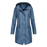 Women's Solid Color Outdoor Rain Coat With Hood 2024