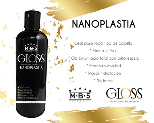 Nanoplastia Gloss Queratina 250 Ml Mb5 Alaciado Permanente 
