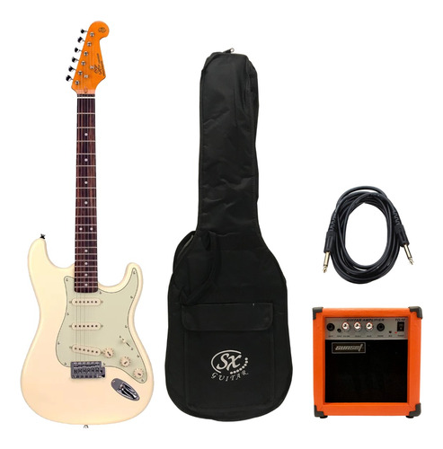 Guitarra Eléctrica Stratocaster Blanca  Sx + Amplificador 