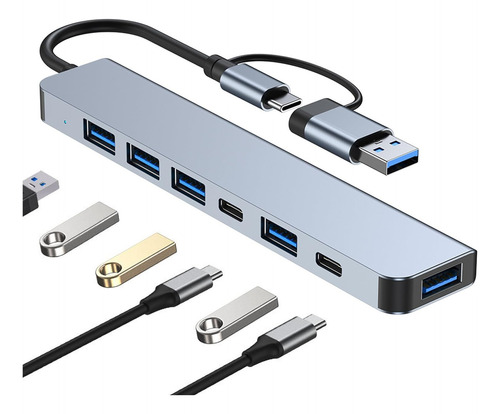 Hub Usb C 3.0 7 En1, Adaptador Usb A Tipo C Multipuerto