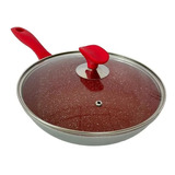 Panela  Frigideira Sauté  Antiaderente 24cm Com Tampa Vidro 