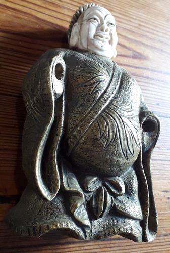Escultura Buda Bronce Macizo Oriental Japon Nipon Oriente