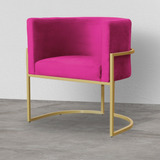 Cadeira Luna Para Penteadeira Base Dourada Veludo Pink