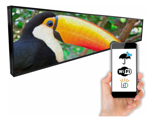Painel Letreiro Led Digital 100x20 Externo Rgb P5 Wi Fi App