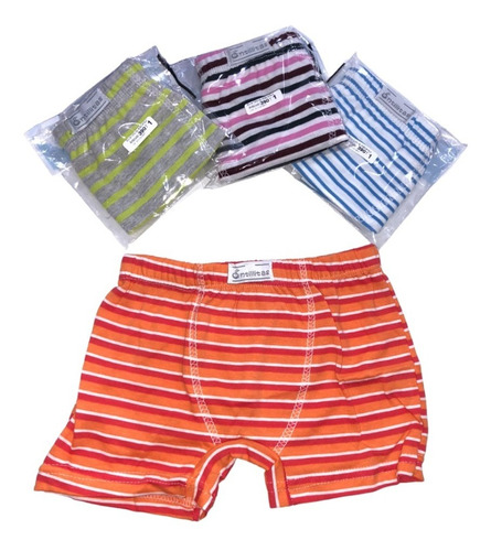 Pack X3 Boxer Niño Rayado Antillitas Elastico Embutido