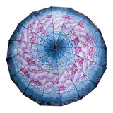 Paraguas Sombrilla Clásica Semiautomática Plegable De Bastón Color Azul Morado